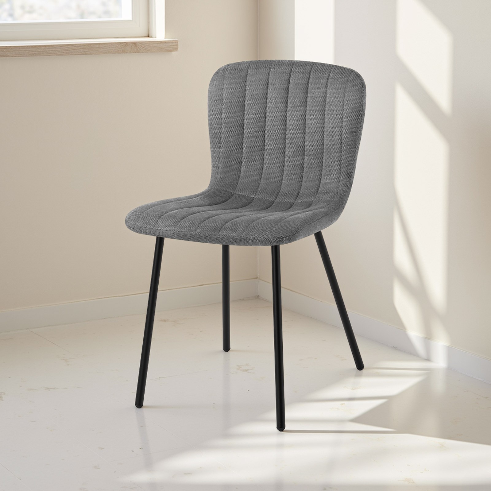 Sedia SARAH GRIGIA tessuto Grigio struttura metallo Nero opaco H77 L43 P53