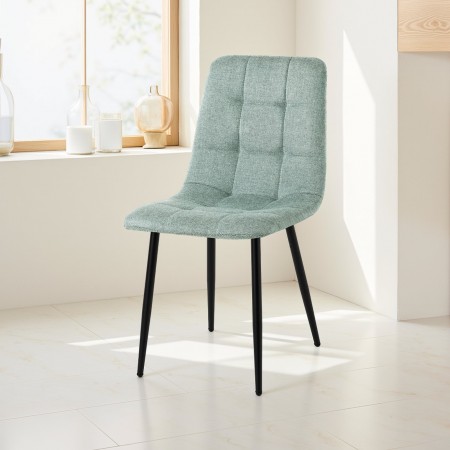 Sedia LUCREZIA VERDE MENTA tessuto Verde Menta struttura metallo Nero opaco H85 L42 P53
