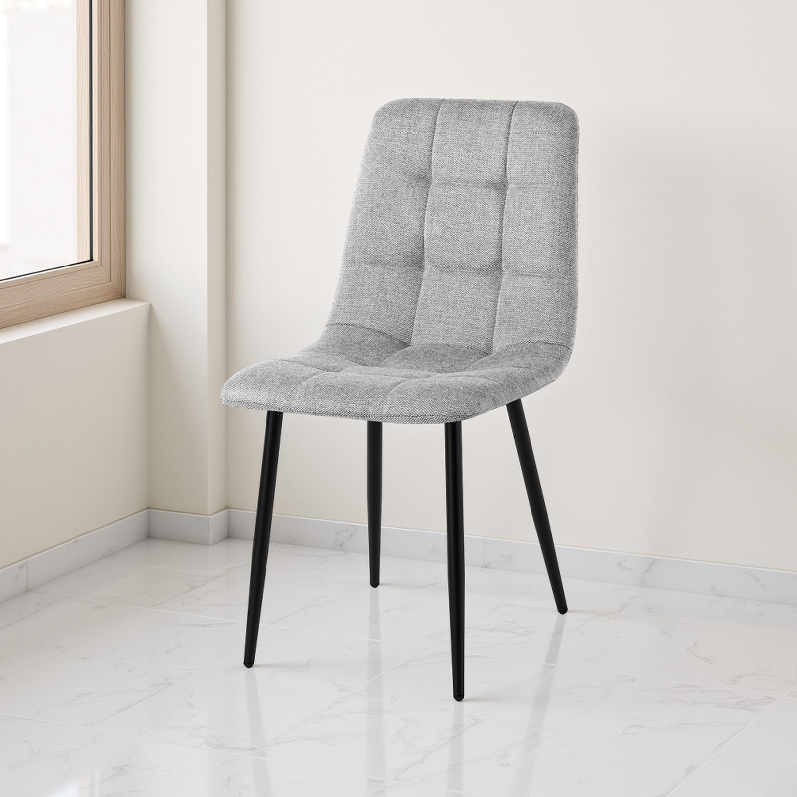 Sedia LUCREZIA GRIGIA tessuto Grigio struttura metallo Nero opaco H85 L42 P53