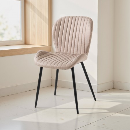 Sedia AMALIA MARRONE CHIARO tessuto Marrone chiaro  struttura metallo Nero opaco H86 L51 P56