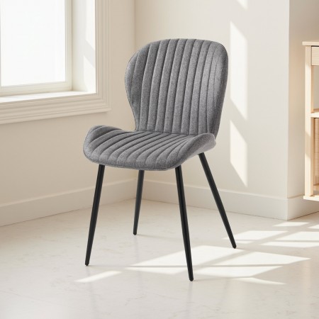 Sedia AMALIA GRIGIA tessuto Grigio struttura metallo Nero opaco H86 L51 P56