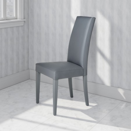 Sedia Nathalie Grey in pelle sintetica e legno laccato Grigia 46x45xh100 cm