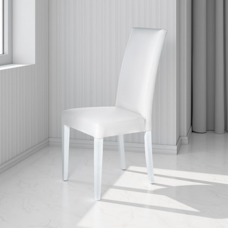 Set 2 sedia Nathalie White in pelle sintetica e legno laccato Bianca, 46x45xh100 cm