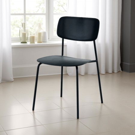 Sedia Julia Black in Polipropilene e Acciaio Nera opaco, 43x51xh78 cm
