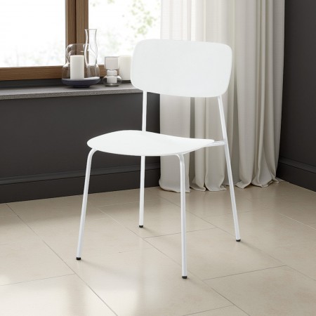 Sedia Julia White in Polipropilene e Acciaio Bianca opaco, 43x51xh78 cm