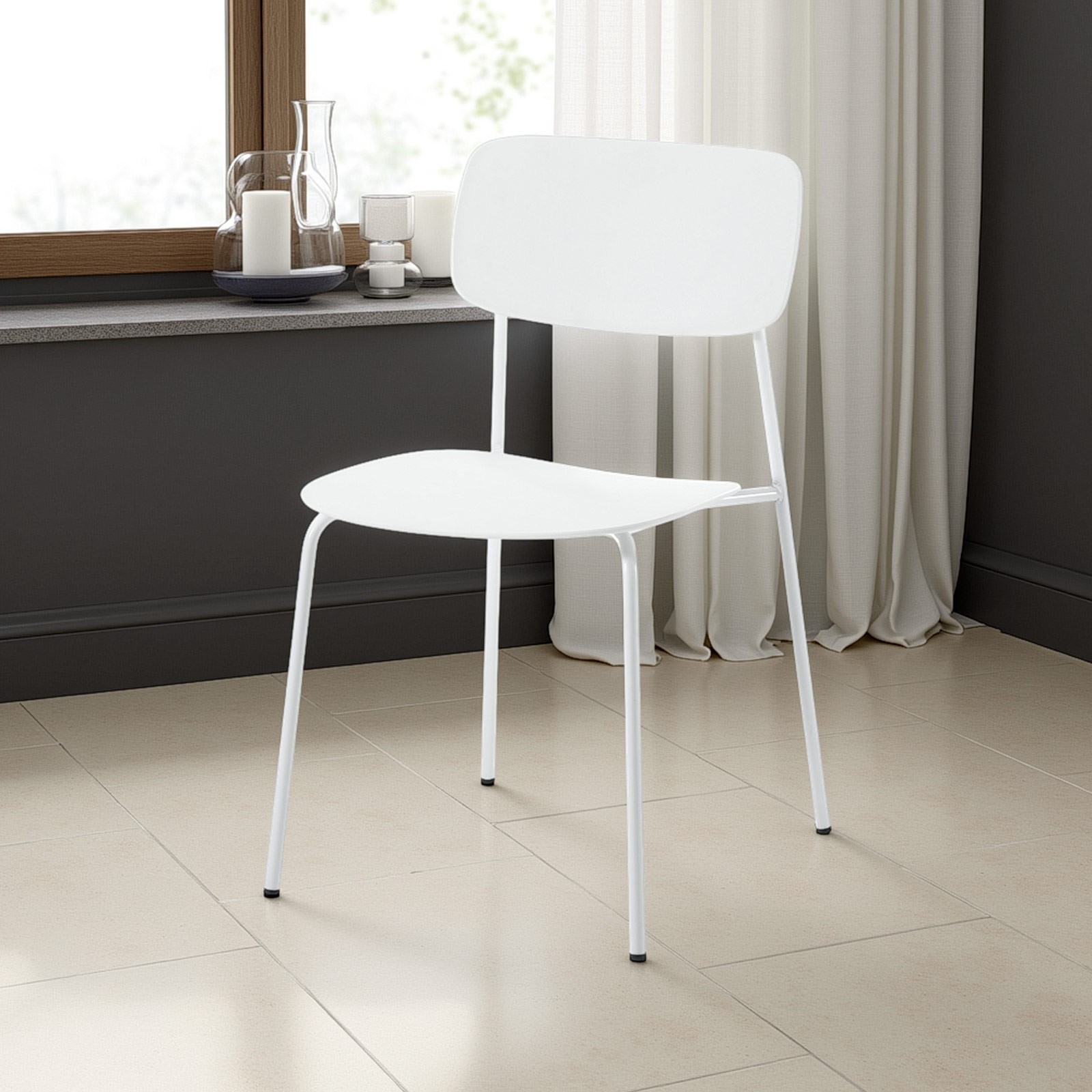 Sedia Julia White in Polipropilene e Acciaio Bianca opaco, 43x51xh78 cm