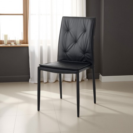 Sedia Anja Black in pelle sintetica Nera struttura acciaio, impilabile, 44x51xh91 cm