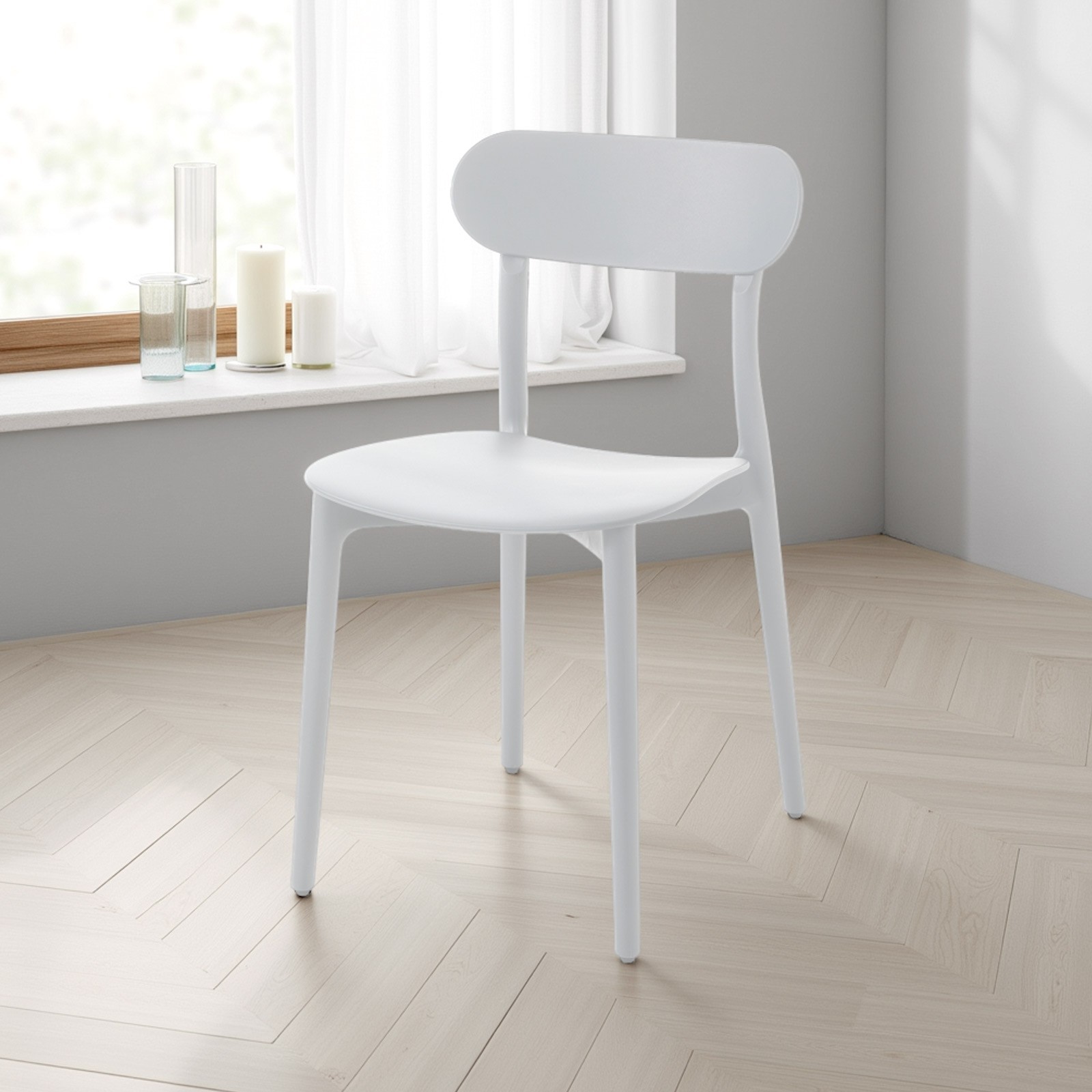 Sedia Da Interno / Esterno Tracy White in polipropilene Bianca opaco, 42.5x50xh78 cm