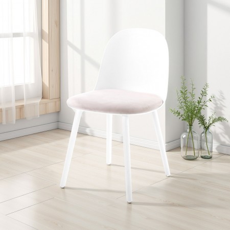 sedia ALIDA BIANCO polipropilene Bianco opaco seduta velluto Bianco Écru H81 L46 P52