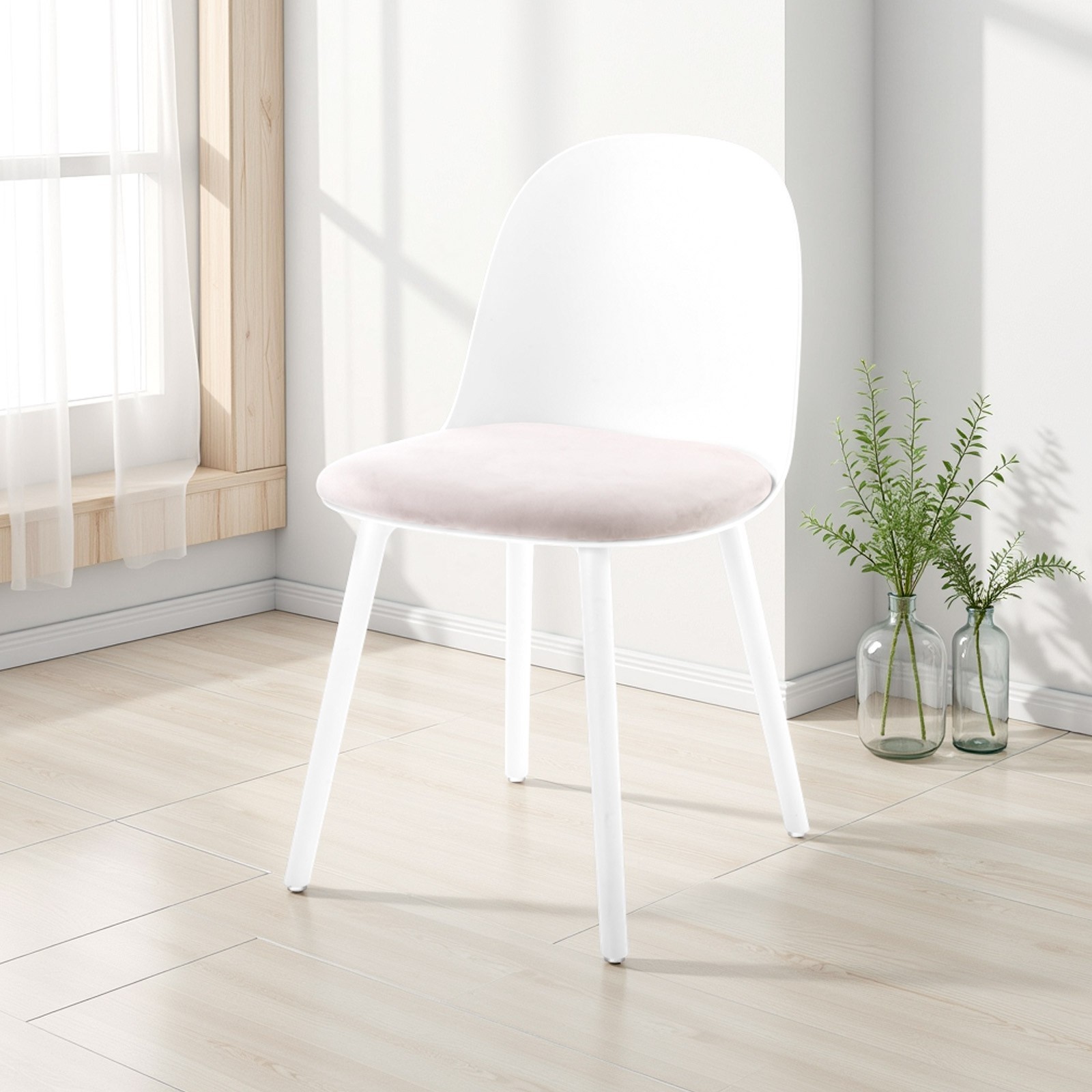 sedia ALIDA BIANCO polipropilene Bianco opaco seduta velluto Bianco Écru H81 L46 P52