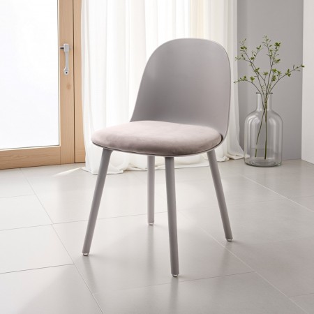 Set 4 Sedie ALIDA GRIGIO polipropilene Grigio opaco seduta velluto di colore Grigio scuro H81 L46 P52