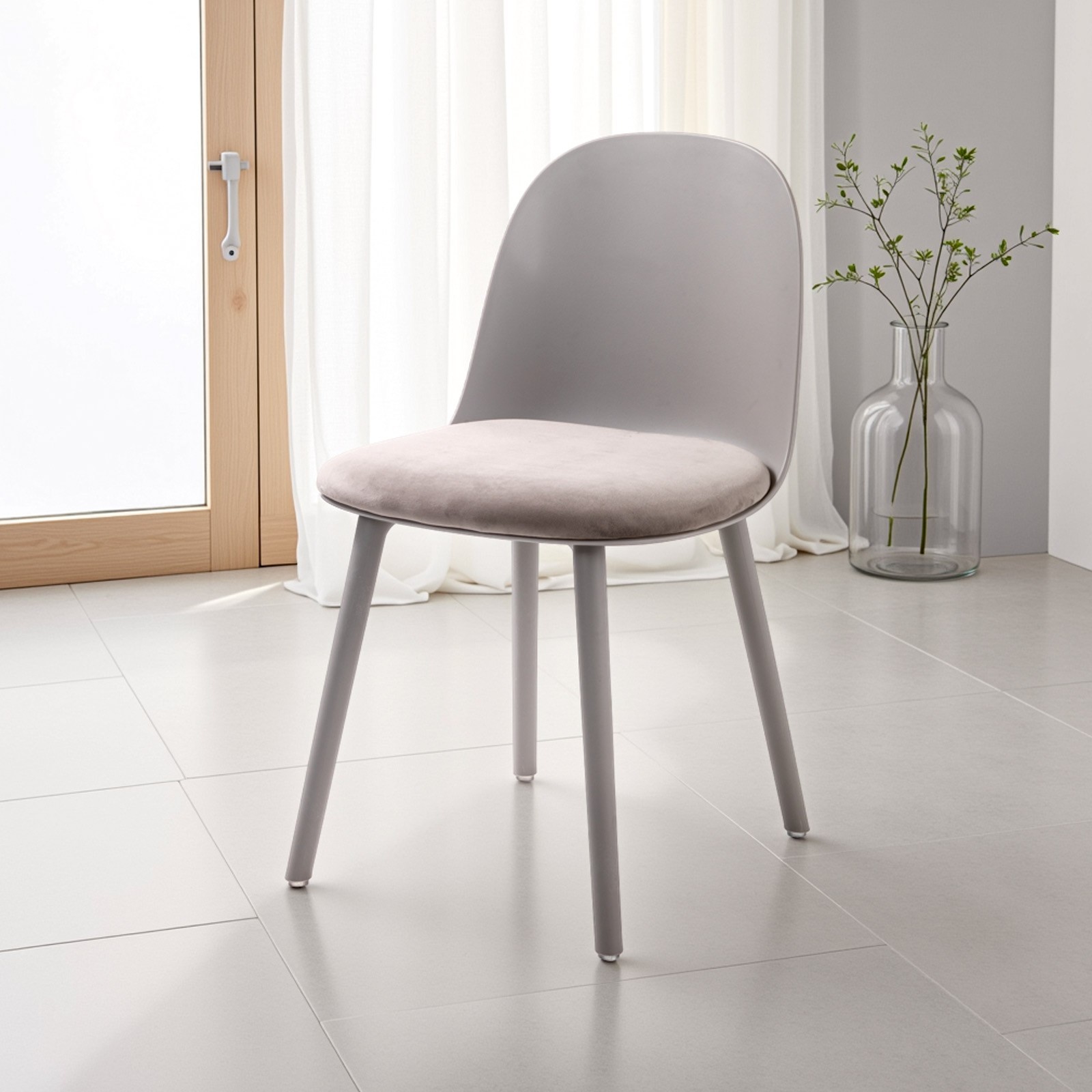 Set 4 Sedie ALIDA GRIGIO polipropilene Grigio opaco seduta velluto di colore Grigio scuro H81 L46 P52
