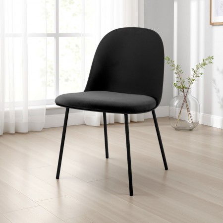 sedia ALIDA NERO METALLO scocca polipropilene Nero opaco gambe acciaio seduta velluto H75 L46 P55