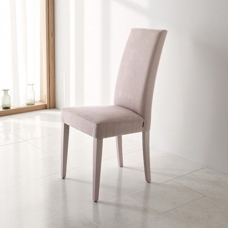 Sedia Xenia Tortora in microfibra effetto velluto e legno laccato, 46x45xh100 cm