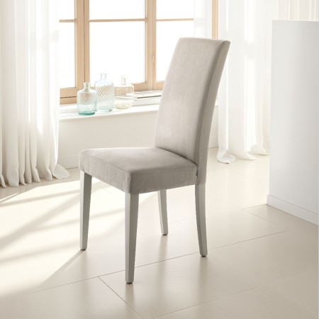 Set 2 sedie Xenia Corda in microfibra effetto velluto colore Corda e legno laccato, 46x45xh100 cm