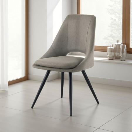 Sedia ADA GRIGIO metallo Nero opaco tessuto Grigio Cuscino sfoderabile H84 L48 P55