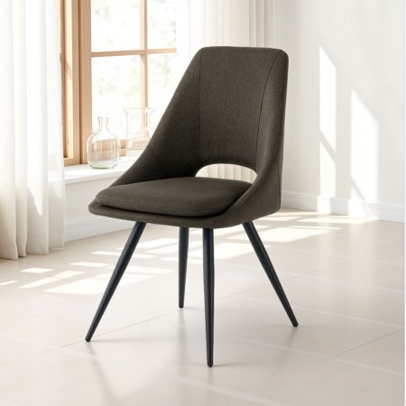 Sedia ADA GRIGIO SCURO metallo Nero opaco tessuto Grigio Scuro Cuscino sfoderabile H84 L48 P55