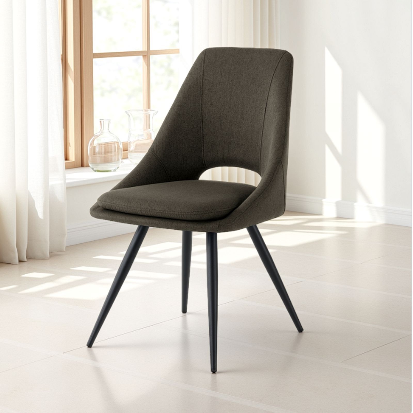 Sedia ADA GRIGIO SCURO metallo Nero opaco tessuto Grigio Scuro Cuscino sfoderabile H84 L48 P55