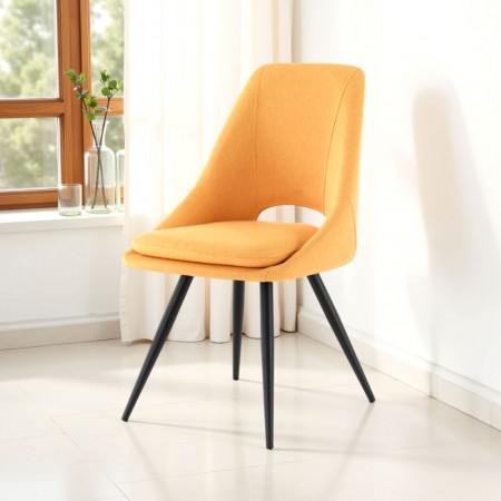 Set 2 Sedie ADA GIALLO metallo Nero opaco tessuto Giallo Cuscino sfoderabile H84 L48 P55