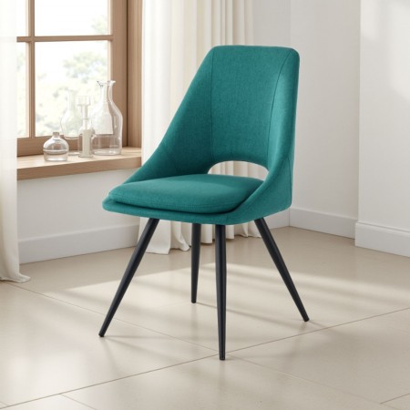 Set 2 Sedie ADA BLU CHIARO metallo Nero opaco tessuto  Blu Laguna Cuscino sfoderabile H84 L48 P55