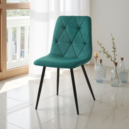 Set 4 Sedie HARA VERDE tessuto Verde tessuto EASY CLEAN di facile pulizia cm H84 L44 P54