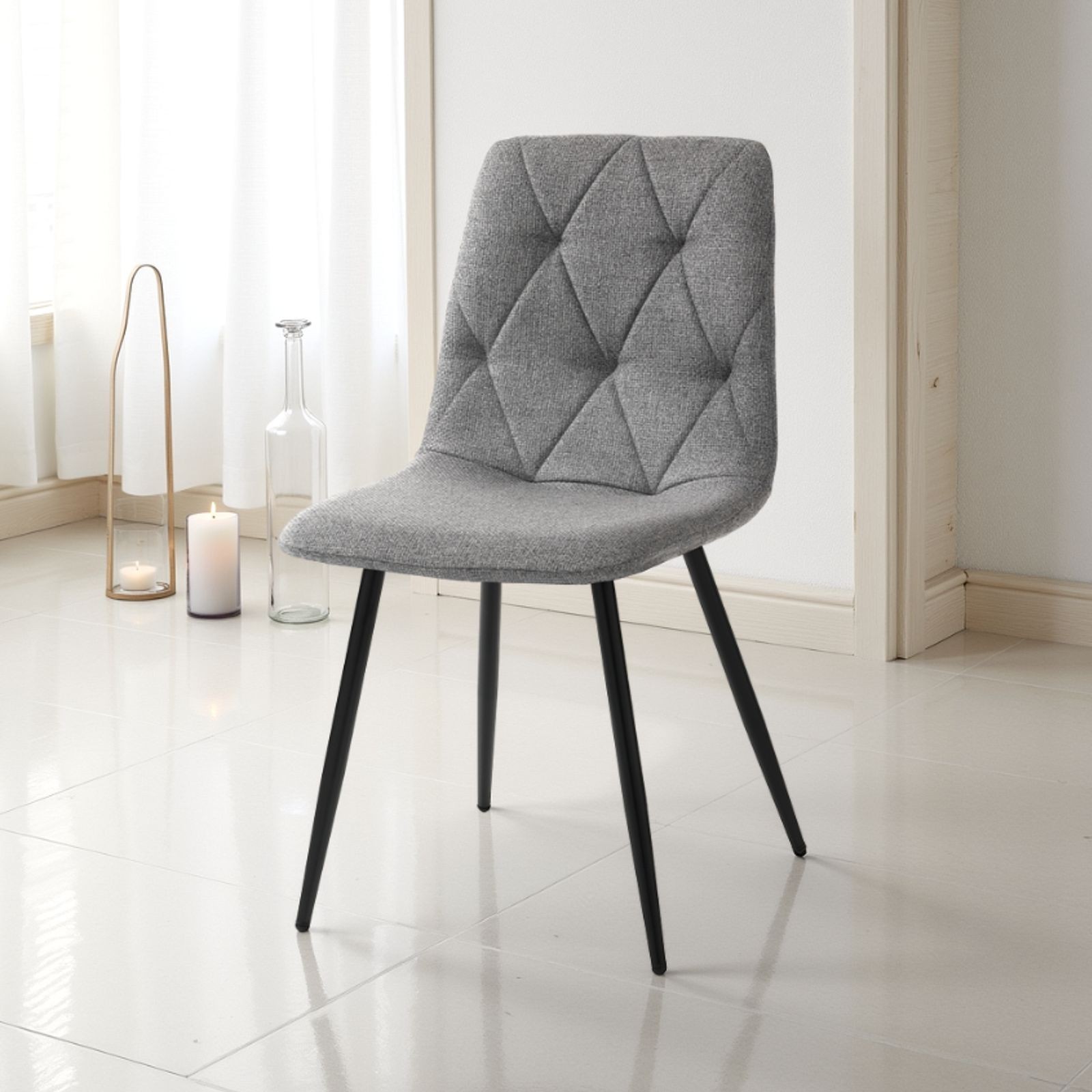 sedia HARA GRIGIA tessuto colore Grigio tessuto EASY CLEAN di facile pulizia cm H84 L44 P54