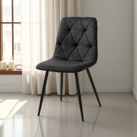 Set 4 Sedie HARA NERA tessuto di colore Nero  tessuto EASY CLEAN di facile pulizia cm H84 L44 P54