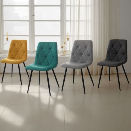 Set 4 Sedie HARA COLORS  4 sedie colorate tessuto EASY CLEAN di facile pulizia cm H84 L44 P54