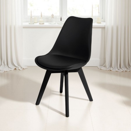 Sedia Imbottita Diamon Evo Black in pelle sintetica Nera e polipropilene Nero opaco, 49x54xh81 cm