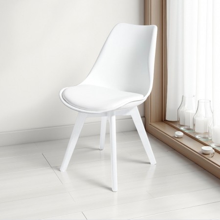 Sedia Diamond Evo White in pelle sintetica Bianca e polipropilene Bianco opaco, 49x54xh81 cm