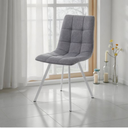 Sedia imbottita NEW UNITY GREY WHITE seduta imbottita tessuto Grigio gambe acciaio verniciato Bianco  opaco cm L46 P56 H85