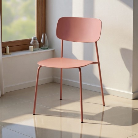 Sedia Julia Pink in Polipropilene e Acciaio Rosa opaco, 43x51xh78 cm