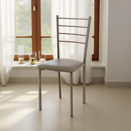 Sedia Allison Taupe in pelle sintetica e metallo Tortora, 40x40xh88 cm