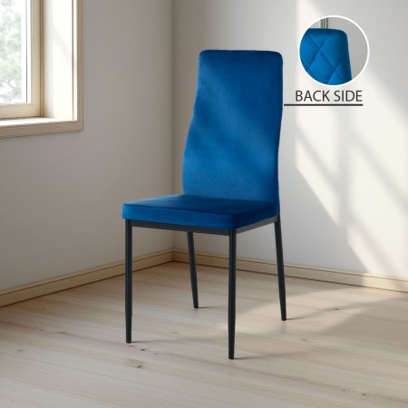 Sedia VANDA BLU velluto di colore Blu cm H95 L41 P53