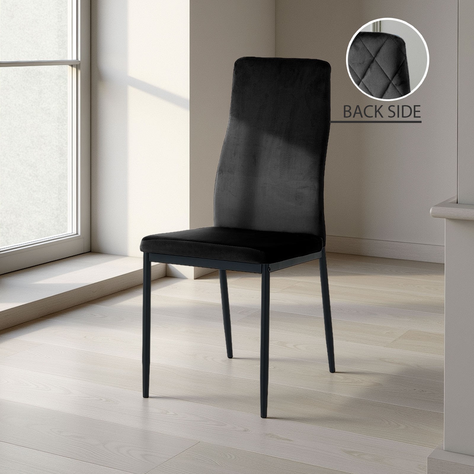 Sedia VANDA NERA velluto di colore Nero cm H95 L41 P53