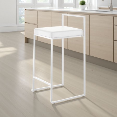 SGABELLO GRACE WHITE HOME pelle sintetica Bianca struttura metallo Bianco opaco cm H77 L41 P41 P.39