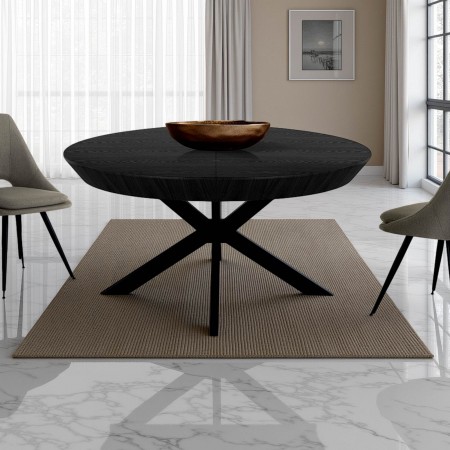 Tavolo rotondo allungabile ZENO LEGNO NERO impiallacciato Rovere tinto Nero cm H76 D130 L180 L230