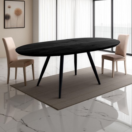Tavolo allungabile JACK NERO gambe metallo piano MDF finitura legno Nero H75 P93 L160 L200