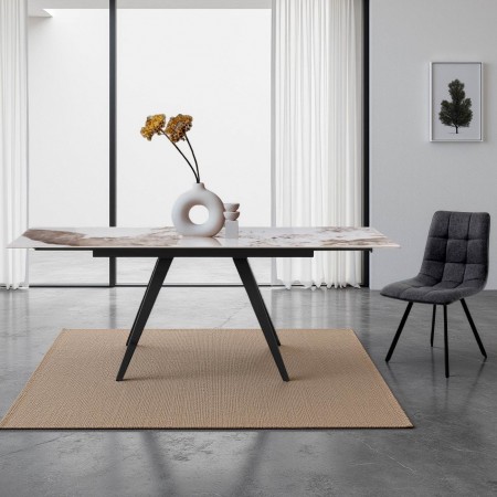 Tavolo allungabile BERTHA MARMO ONICE base Grigio opaco piano ceramica finitura Marmo Onice lucido cm H75 P81 L.140/200