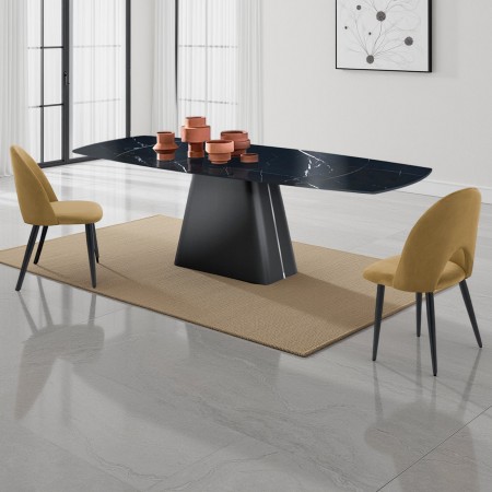 Tavolo allungabile MARK MARMO NERO piano in ceramica finitura Marmo Nero lucido venato H78 P90 L160 - 240