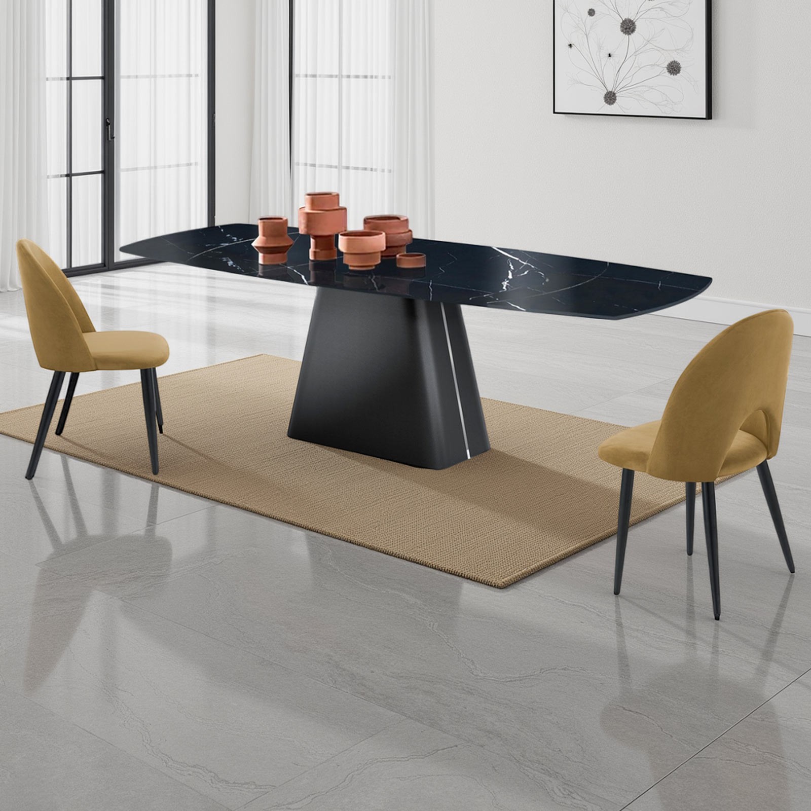 Tavolo allungabile MARK MARMO NERO piano in ceramica finitura Marmo Nero lucido venato H78 P90 L160 - 240 Tavolo allungabile MARK MARMO NERO piano in ceramica finitura Marmo Nero lucido venato H78 P90 L160 - 240