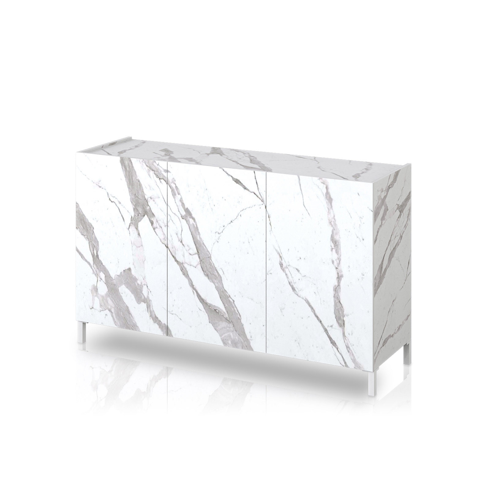 Madia Milano White Marble 3 ante finitura Marmo Bianco opaco Calacatta, 130x40xh84 cm