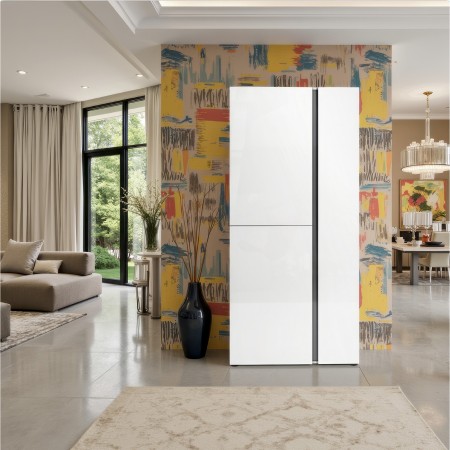 OTTAWA WHITE Scarpiera alta 3 ante  laccata colore Bianco lucido top colore Antracite cm H196 L91 P33