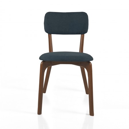 Sedia HELGA DARK WOOD legno massello finitura Noce scuro rivestita tessuto Grigio scuro H86 L49 P58