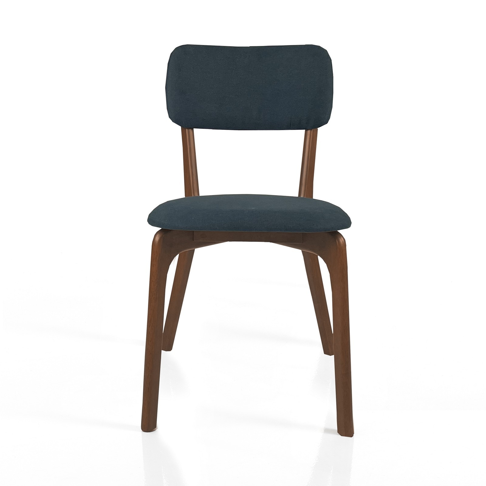 Sedia HELGA DARK WOOD legno massello finitura Noce scuro rivestita tessuto Grigio scuro H86 L49 P58