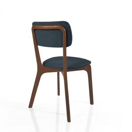 Sedia HELGA DARK WOOD legno massello finitura Noce scuro rivestita tessuto Grigio scuro H86 L49 P58