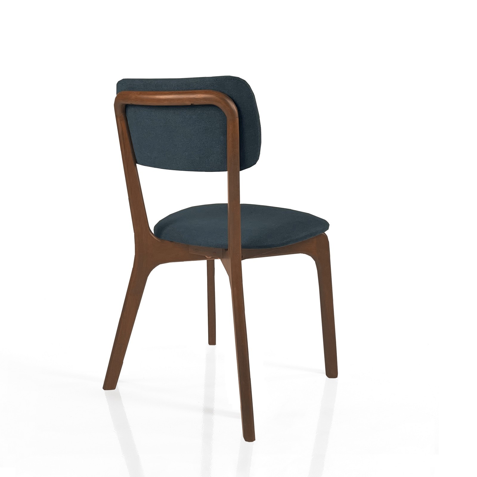 Sedia HELGA DARK WOOD legno massello finitura Noce scuro rivestita tessuto Grigio scuro H86 L49 P58
