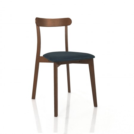 Sedia KISHA NOCE legno massello finitura Noce scuro rivestita tessuto Grigio scuro H78 L45 P51