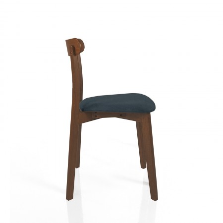 Sedia KISHA NOCE legno massello finitura Noce scuro rivestita tessuto Grigio scuro H78 L45 P51