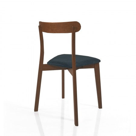 Sedia KISHA NOCE legno massello finitura Noce scuro rivestita tessuto Grigio scuro H78 L45 P51
